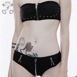 Goth Zipper Bikini Punk Rave Killstar Disturbia